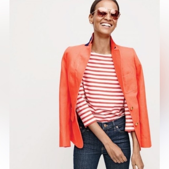 J. Crew orange linen blazer suit separate size 4 - Picture 1 of 14